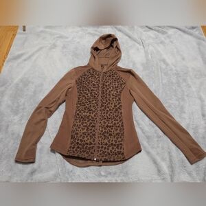 tek gear Brown Leopard Print Zip-Up Hoodie